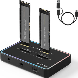 M.2 Duplicator Cloner Dual-Bay Offline USB C to NVME SATA Docking Station - Pilot NN/SS RGB