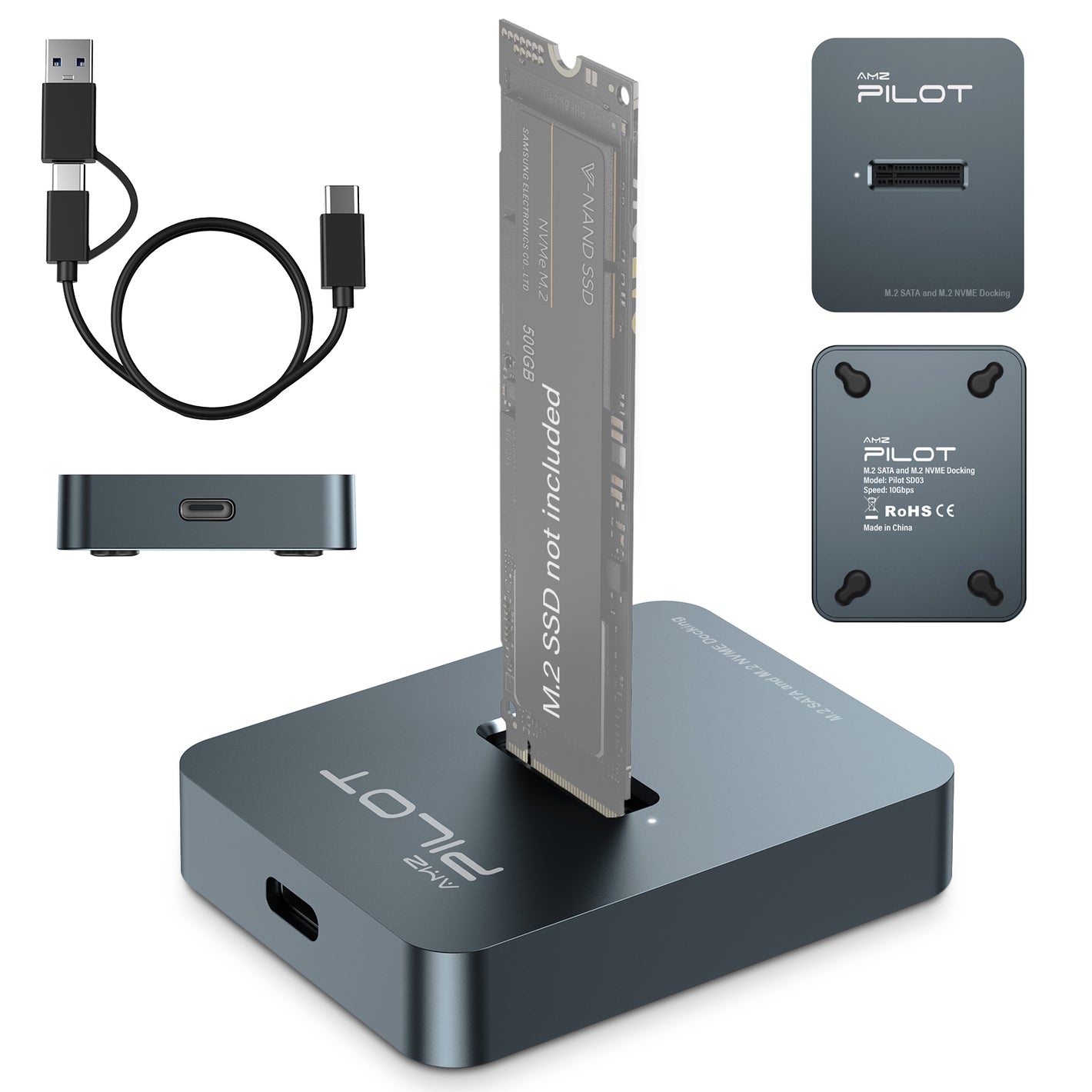 M.2 NVMe & SATA to USB C Docking Station - Aluminum Alloy