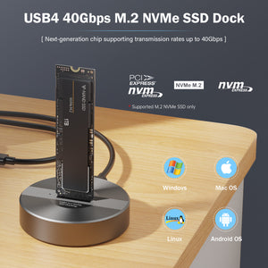 40Gbps USB 4 M.2 NVMe SSD to USB C Docking Station -- Aluminum Alloy