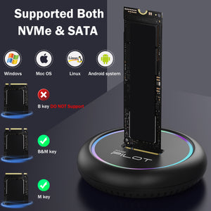 M.2 NVMe & SATA to USB C Docking Station - Round RGB